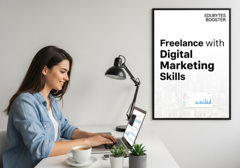 Freelancer working remotely on digital marketing campaigns