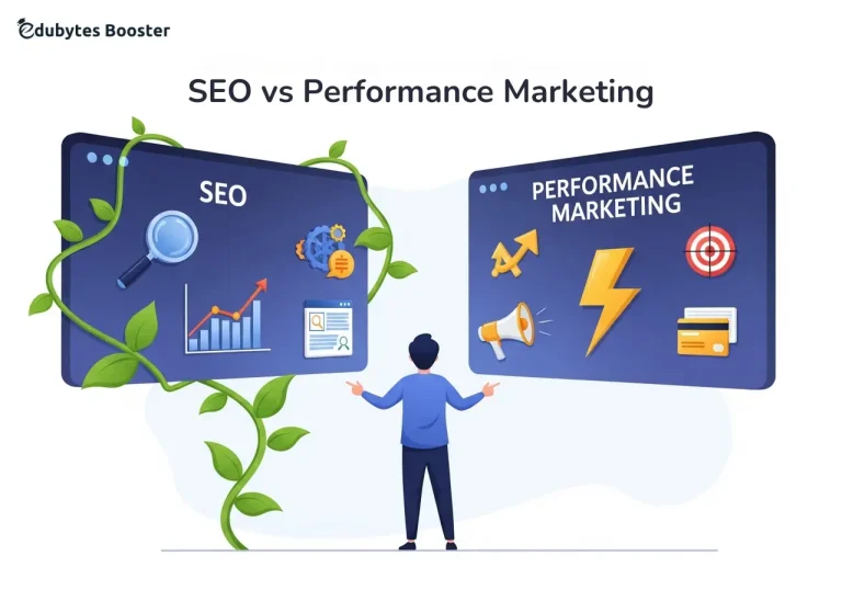 Digital marketer comparing SEO and paid ads